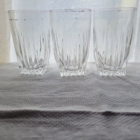 Park Avenue Federal Set Of 3 Vintage Clear Glass Tumblers With Ribbed Design - Picture 1 of 7